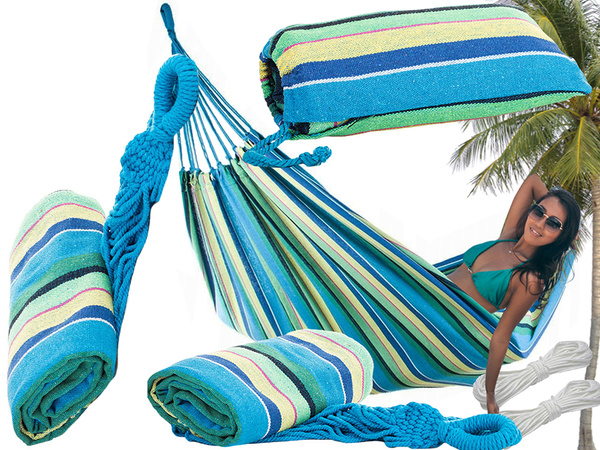 Kerti függőágy dupla xxl turista csíkos borító 200 x 150 nagy