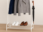 Standing clothes hanger with shelves for shoes and jackets metal wardrobe