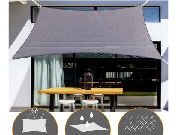 Waterproof garden sun sail 3x2m grey rectangle awning