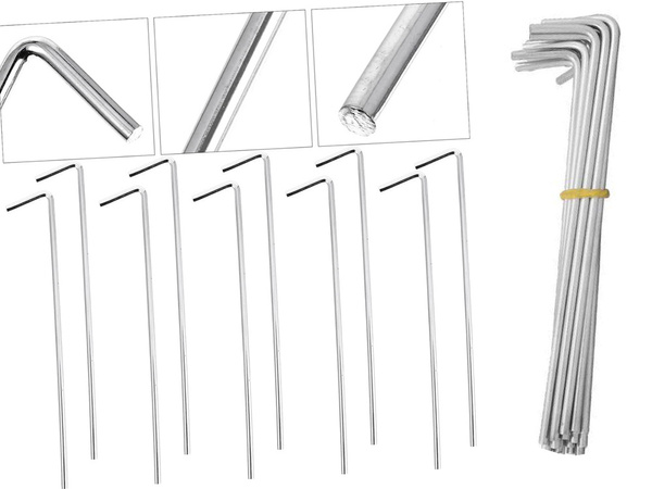 Tent pillars anchor pigs steel 24cm 10pcs hook & loop pins