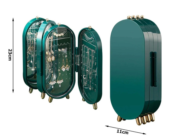 Organisateur de bijoux présentoir pliant miroir stand vert