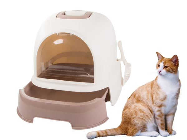 Kuweta dla kota duża zamknięta na żwirek łopatka wytrzymała wysuwana