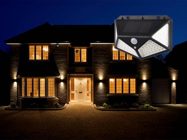 Lampă solară 100 led cu senzor de mișcare crepusculară