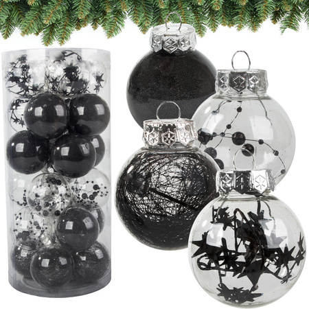 Choinka bombos choin 6cm rinkinys iš 24 šventinės šventės black holidays