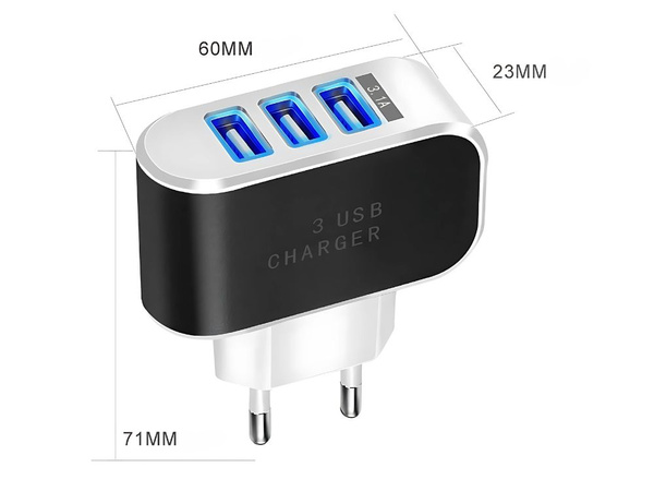 Ładowarka sieciowa szybka 5w 3 x usb quick charge 3.0 uniwersalna 3.1a