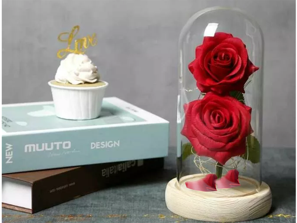 Everlasting rose in glass red led gift luminous for an occasion for women