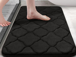 Alfombra de baño negra suave absorbente de agua antideslizante memory foam