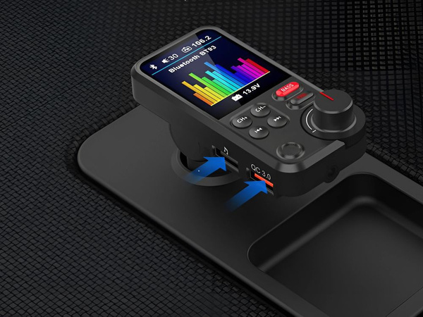 Bluetooth raidītājs 5.0 fm skaļrunis usb qc tf bass lcd 12-24v