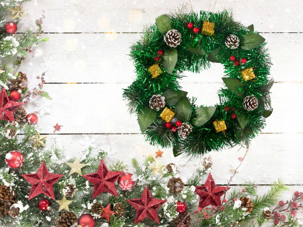 Guirlande couronne de noël décorations de noël décoration de porte fenêtre