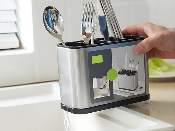 Range-couverts acier inoxydable organiseur de cuisine 4 compartiments plateau