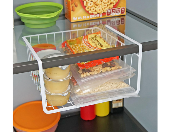 Panier suspendu sous étagère organisateur de panier en métal panier de cuisine blanc