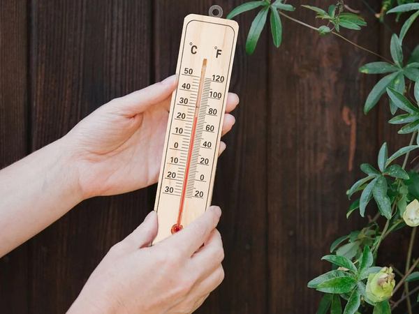 Domestic wood indoor outdoor thermometer