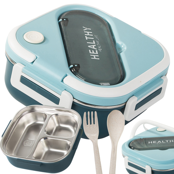 Caja para el desayuno con separadores recipiente para cubiertos lunchbox para microondas 1000 ml