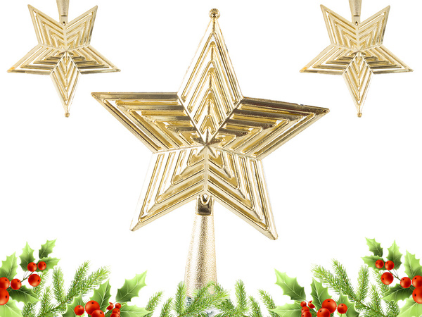 Estrella de navidad ornamento del arbol de navidad punta de navidad irrompible oro