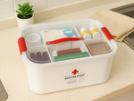 Home first aid kit medicine container organiser with insert and handle with closure