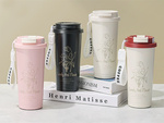530 ml thermal mug with straw and steel handle, thermos for cold and hot beverages