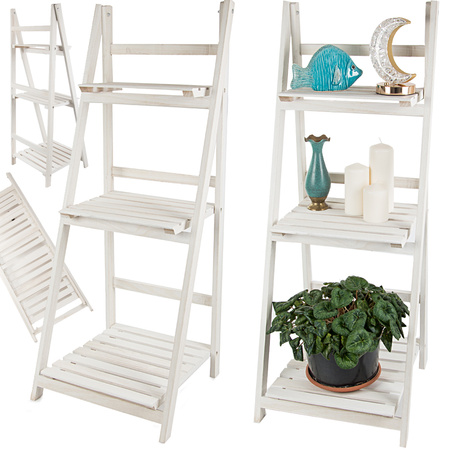 Puidust seisev lillepeenar redel kolm riiulit taimede riiulit