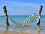 Garden hammock reinforced striped coloured wood rocker swing 200 x 80