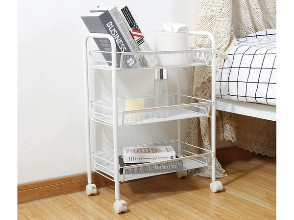 Étagère de salle de bain armoire de cuisine sur roulettes étagère métallique à trois niveaux 3