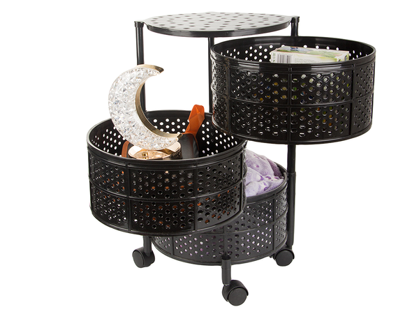 Virtuvės lentynos spinta ant ratukų mobilus vežimėlis stalas 3 pakopų krepšys