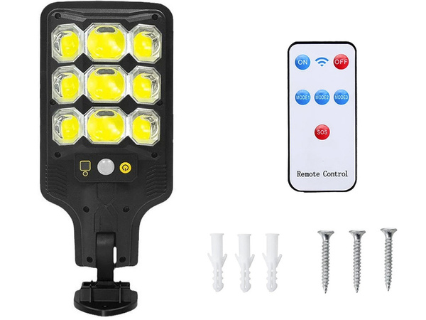 Cob väljas päikesepaneeliga tänavalamp liikumis- ja hämarusanduriga + kaugjuhtimispult