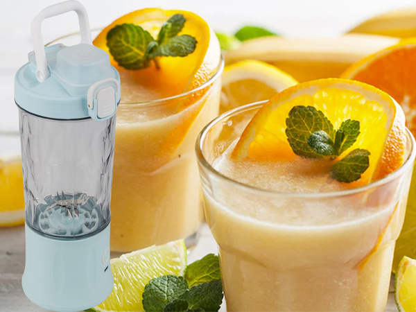 Přenosný bezdrátový USB mixér na smoothie, drtič ledu, modrý