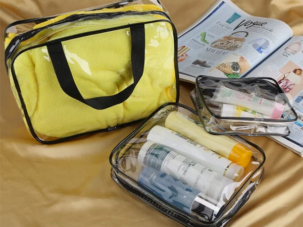 3-in-1 läbipaistev kosmeetikakohver reisikorraldaja lennukitele