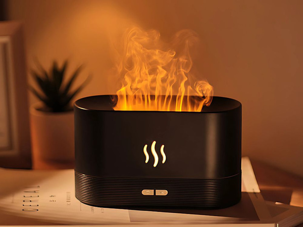 Humidificador de aire usb difusor led rgb chimenea aroma niebla fuego