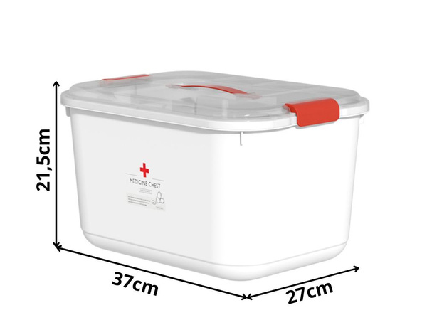 Home first aid kit medicine container organiser with insert and handle with closure