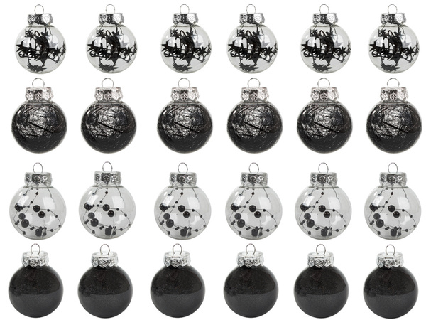 Choinka bombid choin 6cm set 24 holidays black holidays