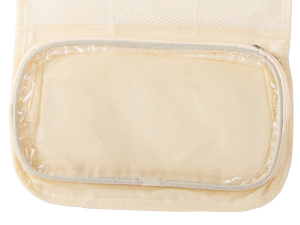 Collapsible vanity case hanging bathroom organiser with hanger