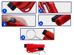 Life safety hammer key ring knife