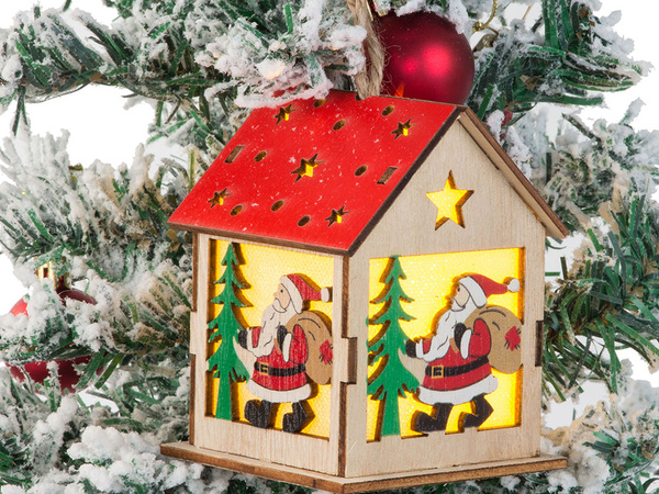 Wooden hanging christmas tree lantern lighting christmas decoration mickey