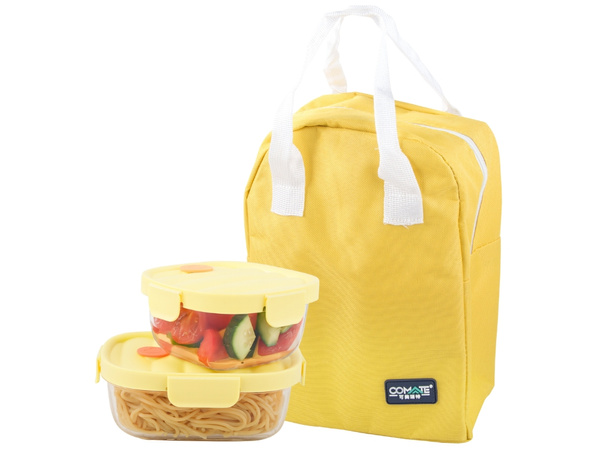 2 recipientes de vidrio para alimentos con tapa bolsa térmica resistente al calor