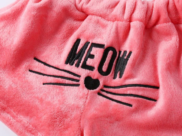 Warm women's pyjamas two-piece with hood soft plush short l