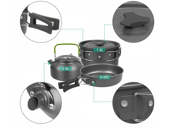 Camping cookware set kemping kettle frying pan 18in1