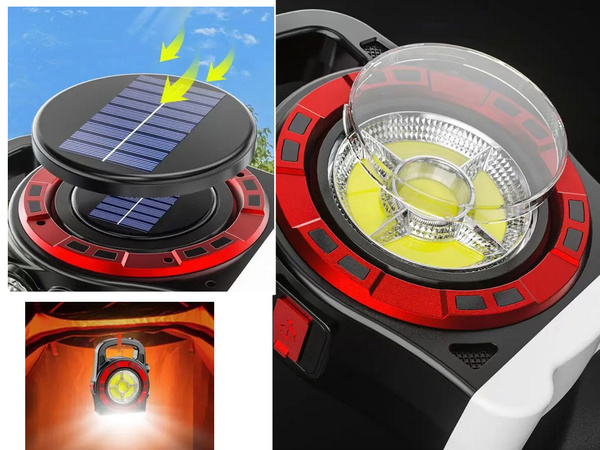 Sončna svetilka prenosna polnilna led svetloba powerbank reflektorska moč