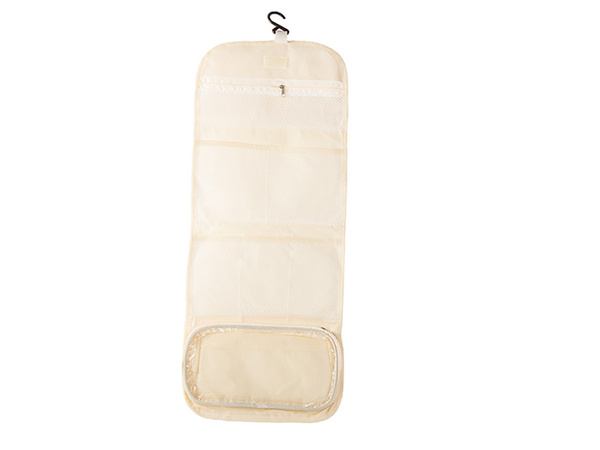 Collapsible vanity case hanging bathroom organiser with hanger
