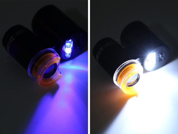 Žepni mikroskop zlatarska lupa 2 led uv