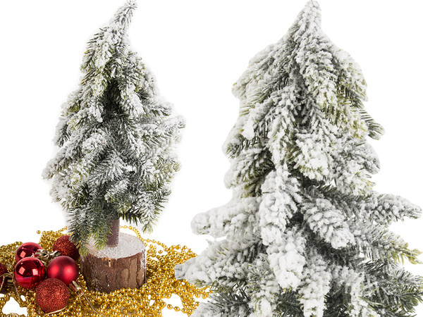 Pom de crăciun artificial zăpadă mic birou decorativ pe trunchi gros zăpadă