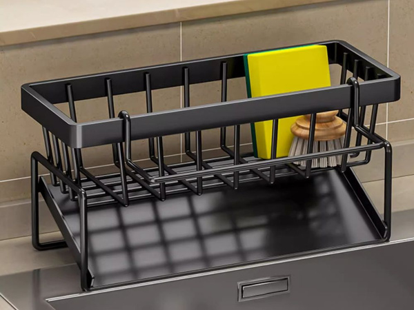 Košík do dřezu organizér na hubky tekutina kuchyňské náčiní kovový odstraňovač