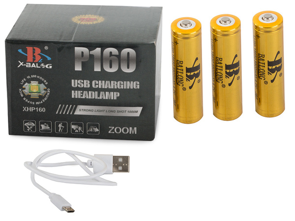 Bailong led pealamp xhp160 powerbank zoom
