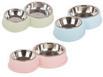 Cuenco doble de metal para comida de perro gato agua