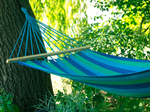 Garden hammock reinforced striped coloured wood rocker swing 200 x 80