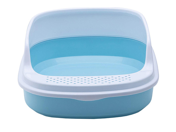 Open-ended cat litter box with soldna frame for litter + large scoop