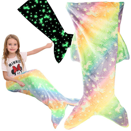 Mermaid tail blanket blanket sleeping bag warm luminous for girls soft horse