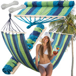 Hamac de jardin renforcé balançoire à bascule en bois coloré et rayé 200 x 80