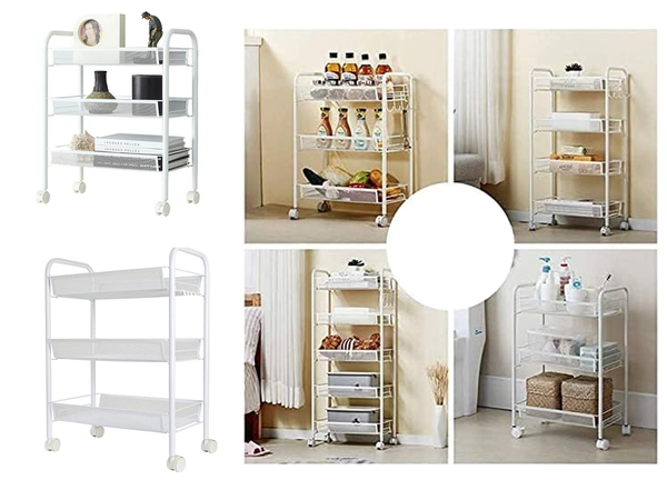 Vannituba riiul köögikapp ratastel metallist riiul kolm taset 3