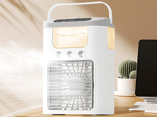 Ventilador de escritorio con humidificador de agua usb rgb led 3 niveles de velocidad