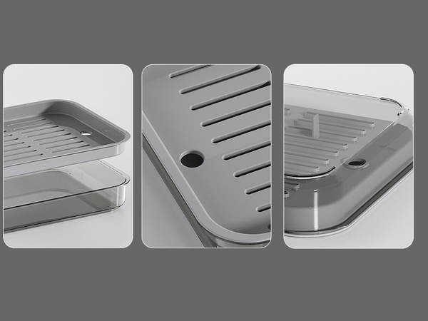 Bandeja de cocina de dos capas escurridor para platos verduras frutas plástico